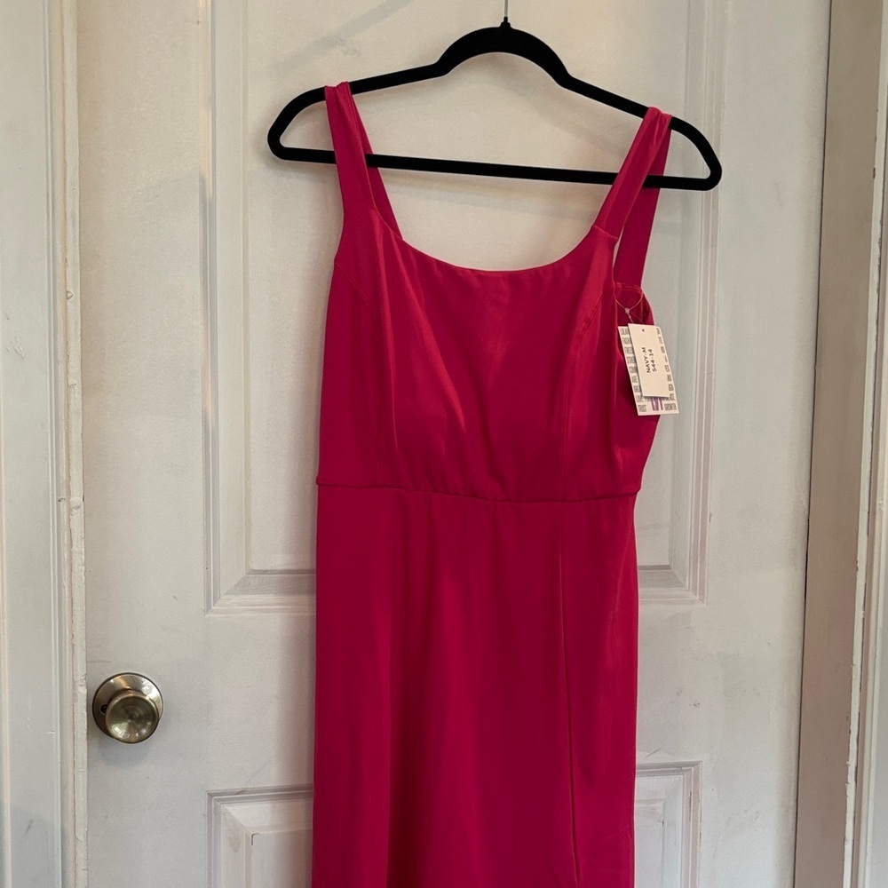 Pink scuba dress with built in padding- Medium “Navy” style